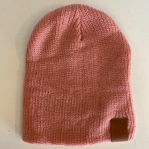 Kids Unisex Beanie, Pink, Leather Tag